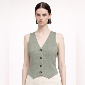 Vintage rainbow speckled polyester waistcoat vest- vintage buttons. S